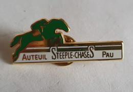 PIN'S COURSES HIPPIQUES CHEVAL AUTEUIL STEEPLE-CHASES PAU VERT - Autres & Non Classés