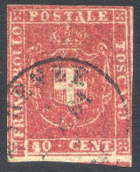 1860 GOVERNO PROVVISORIO 40 CENT. CARMINIO N.21 SPLENDIDO USATO - VERY FINE USED - Toskana