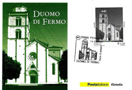 ITALIA ITALY - 2012 FERMO Duomo Annullo Fdc Su Cartolina Speciale PT - 187 - Iglesias Y Catedrales