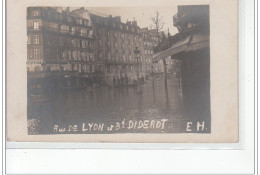 PARIS - Inondations 1910 - Rue De Lyon Et Boulevard Diderot - Carte Photo - Très Bon état - Inondations De 1910