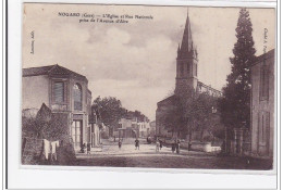 NOGARO : L'eglise Et Rue Nationale Prise De L'avenue D'aire - Tres Bon Etat - Nogaro