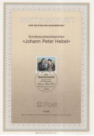 Germany Deutschland 1985-9 225. Geburstag Johann Peter Hebel, Writer Poet, Canceled In Bonn - 1981-1990