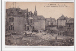 HAUTMONT : Rue De La Gare Et Travaux De Deblaiment Du Pont De La Sambre - Tres Bon Etat - Autres & Non Classés