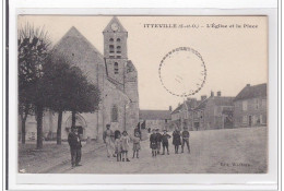 ITTEVILLE : L'eglise Et La Place - Tres Bon Etat - Autres & Non Classés