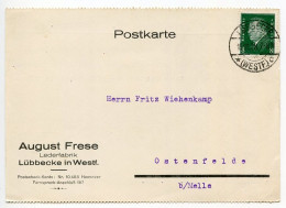 Germany 1928 Postcard; Lübbecke (Westf.) - August Frese, Lederfabrik To Ostenfelde; 8pf. Friedrich Ebert - Lettres & Documents