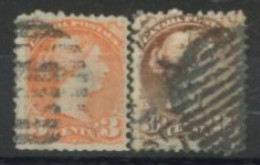 CANADA - 1868/70, QUEEN VICTORIA STAMPS SET OF 2, USED. - Oblitérés