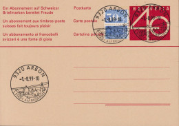 1978/99 Schweiz, Postkarte, Ganzsache, Zum:CH 208 + 485RM Zerschnitten, Stempel 9320 ARBON - Ganzsachen