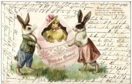 Hasen - Fröhliche Ostern - Litho - Sonstige & Ohne Zuordnung