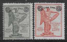 Italia Italy 1924 Regno Vittoria Soprastampati 2val Sa N.158-159 Nuovi MH * - Nuovi
