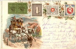 Die Ersten Briefmarken Der Schweiz - Litho - Postkutsche - Sellos (representaciones)