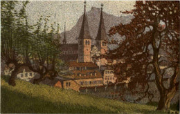 Luzern - Hofkirche - Künstlerkarte Ernst E. Schlatterl - Luzern