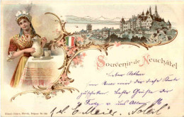 Gruss Aus Neuchatel - Litho - Neuchâtel