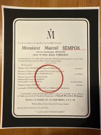 Marcel Sempos 14-18 Combattant Ep. Paridaens *1893 Ronquieres +1961 Marche Lez Ecaussinnes Bottemanne Fayt Brancart Deho - Esquela