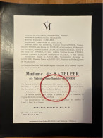 Maar De Sadeleer Nee Madeleine Van Hoorde *1861 Bruxelles +1913 Brussel Haaltert Etterbeek Weber Le Docte Streel - Overlijden