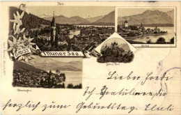 Gruss Vom Thunersee - Oberhofen Spiez - Litho - Oberhofen Am Thunersee