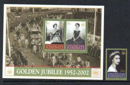 KIRIBATI - 2002- QUEEN ELIZABETH GOLDEN JUBILEE STAMP + S/SHEET MINT NEVER HINGED , SG CAT £6.50 - Kiribati (1979-...)