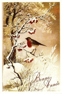 *CPM - Carte De Vœux Double - "Invité D'honneur Des Frimas" - Oiseau Dans Arbre Enneigé -  Peinture De Irène SCHRICKER - Nouvel An