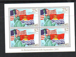 KIRIBATI - 2002- 9/11 TERRORIST ATTACK SHEETLET OF 4 MINT NEVER HINGED - Kiribati (1979-...)