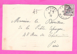 Devant De Lettre Mouchon 25 Cent . YT 32 Protectorat Français Au Maroc Oblitération Fedhai (?) 1922 - Briefe U. Dokumente