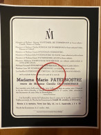 Marie Paternostre Veuve De Temmerman *1893 Mignault +1960 Marche Lez Ecaussinnes Bastenier Ponciau Sampoux Crevau Pourba - Todesanzeige