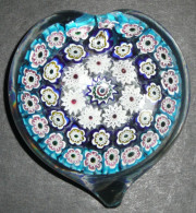 Rare Presse-papier Vintage En Forme De Coeur Millefiori Verre Cristal Murano - Vidrio & Cristal