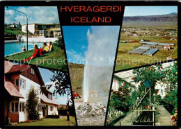73627816 Hveragerdi Teilansichten Freibad Geysir Gewaechshaus Landschafspanorama - Islande