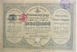 Ungarische Hypotheken Bank Budapest - Prämien Schein  Zur Prämien Obligation  (1910) - Other & Unclassified