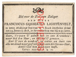 Lightenvelt Franciscus Geneesheer Den Bosch  1765-1818 Gravure Anversoise - Avvisi Di Necrologio