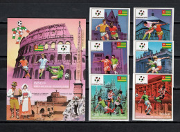Togo 1989 Football Soccer World Cup Set Of 6 + S/s Imperf. MNH -scarce- - 1990 – Italien