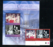 KIRIBATI - 2003- 50TH CORONATION ANNIVERSARY SET OF 2 + S/SHEET MINT NEVER HINGED  SG CAT £6.40 - Kiribati (1979-...)