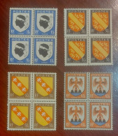 France 4 Blocs De 4 Timbres 1946 Neuf** YV N° 755 756 757 758 Armoiries De Provinces - Feuilles Complètes