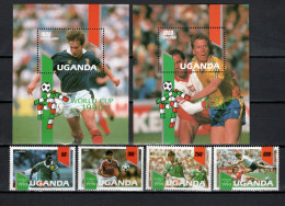 Uganda 1990 Football Soccer World Cup Set Of 4 + 2 S/s MNH - 1990 – Italia