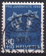 1943, 1. Dez. Pro Juventute Alpenblumen Stengelloser Enzian (Gentiana Clusii) 108 / MiNr. 427 Mit Sauber Gestempelt - Usati