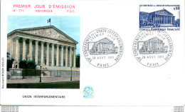 FDC France Union Interparlementaire Paris 19071 Parlement - 1970-1979