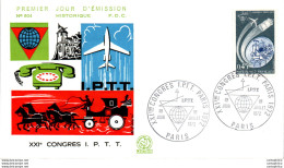 FDC France Congres IPTT Avion Telephone Paris 1972 - 1970-1979