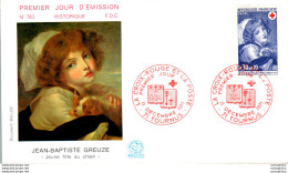 FDC France  Croix Rouge Jean Baptiste Greuze Jeune Fille Au Chien Tournus 19071 - 1970-1979