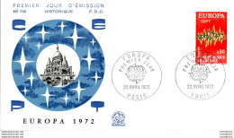 FDC France  Europa 1972 Montmartre Sacre Cœur Paris 1972 - 1970-1979