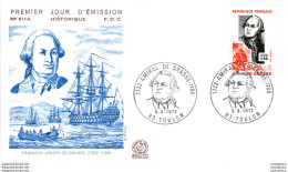 FDC France  Francois Joseph De Grasse Toulon 1972 Bateau Marine - 1970-1979