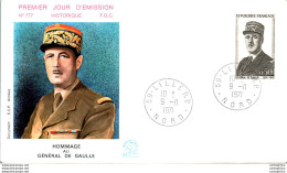 FDC France General De Gaulle Lille 19071 Militaria - 1970-1979