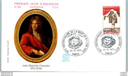 FDC France Jean Baptiste Poquelin Moliere Paris 19073 Theatre - 1970-1979