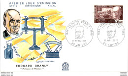 FDC France Edouard Branly Professeur De Physique Amiens 1970 - 1970-1979