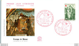 FDC France Croix Rouge Fresque De Dissay Ange Au Fouet Poitiers 1970 - 1970-1979