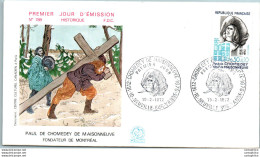 FDC France Paul De Chomedey De Maisonneuve Neuville Sur Vanne 1972 - 1970-1979