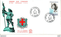 FDC France Paul De Chomedey De Maisonneuve Troyes 1972 - 1970-1979