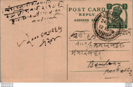 India Postal Stationery George VI 9p Lohawat Cds To Bombay - Postcards