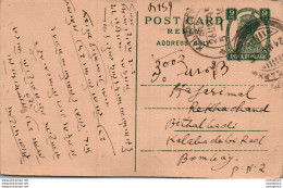 India Postal Stationery George VI 9p Kalbadevi Bombay Cds - Postcards