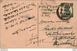 India Postal Stationery George VI 9p Kalbadevi Bombay Cds Shahada Cds - Postcards