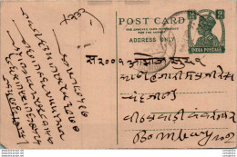 India Postal Stationery George VI 9p To Bombay - Postcards