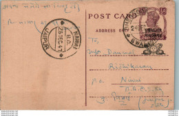 India Gwalior Postal Stationery George VI 1/2A Nawai Jaipur Cds Bhawanimandi Hindaun City - Gwalior