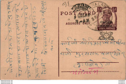 India Gwalior Postal Stationery George VI 1/2A - Gwalior